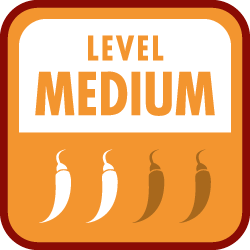 Medium Heat level indicator for BackYard Blendz Green Seasoning Spicy & Jerk Medium