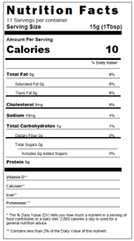 Nutrition facts for BackYard Blendz Green Seasoning Original