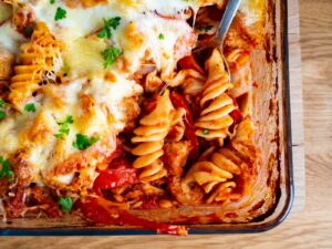 One-Dish Air Fryer Beef and Mozzarella Pasta